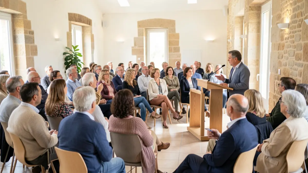 Image générique de réunions publiques dans le Sud de la France.