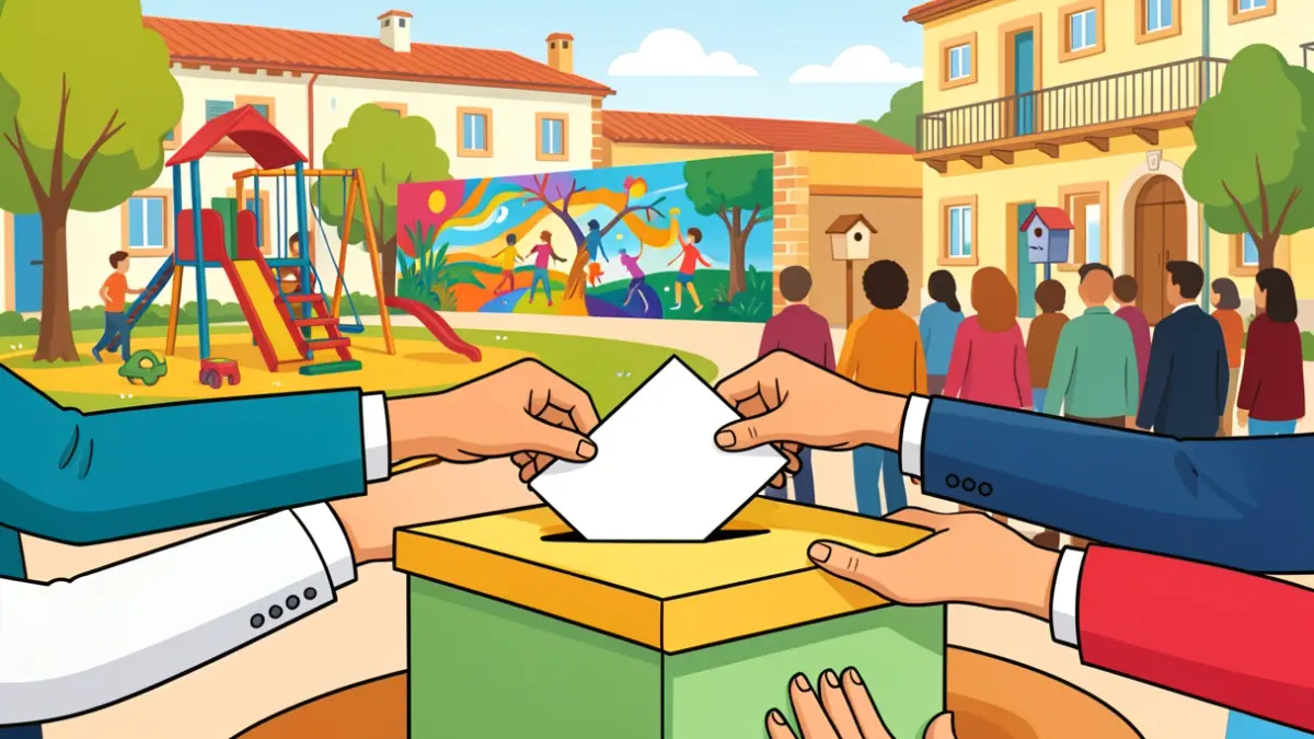 Image générique de mains votant pour des projets participatifs dans un cadre communautaire.