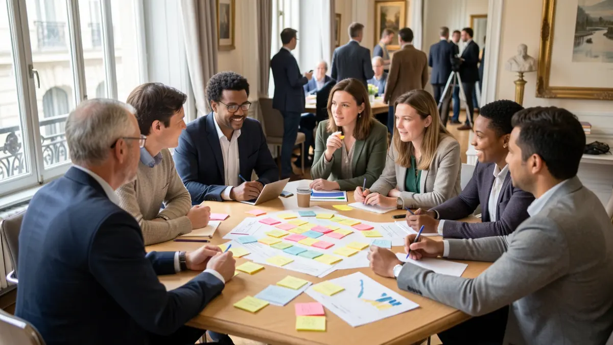 Generic image of participants in a brainstorming meeting for idea generation.