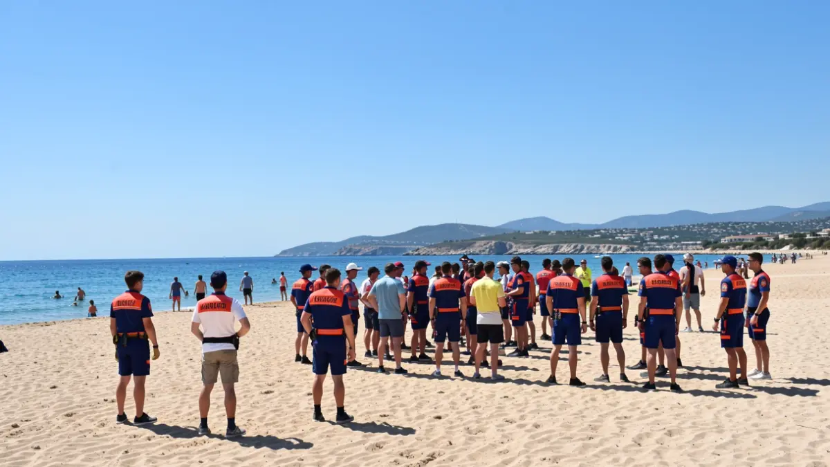 Generic image of lifeguards on a sunny beach.