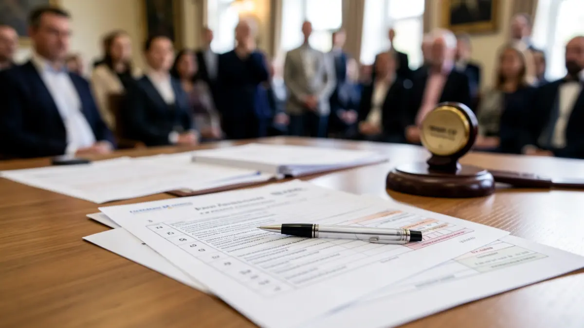 Generic image of official ballot papers and a pen on a desk.
