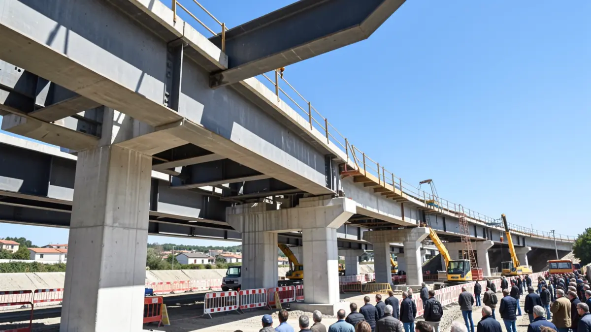 Construction site of the new Tournelle railway bridge in Fenouillet, Occitanie.