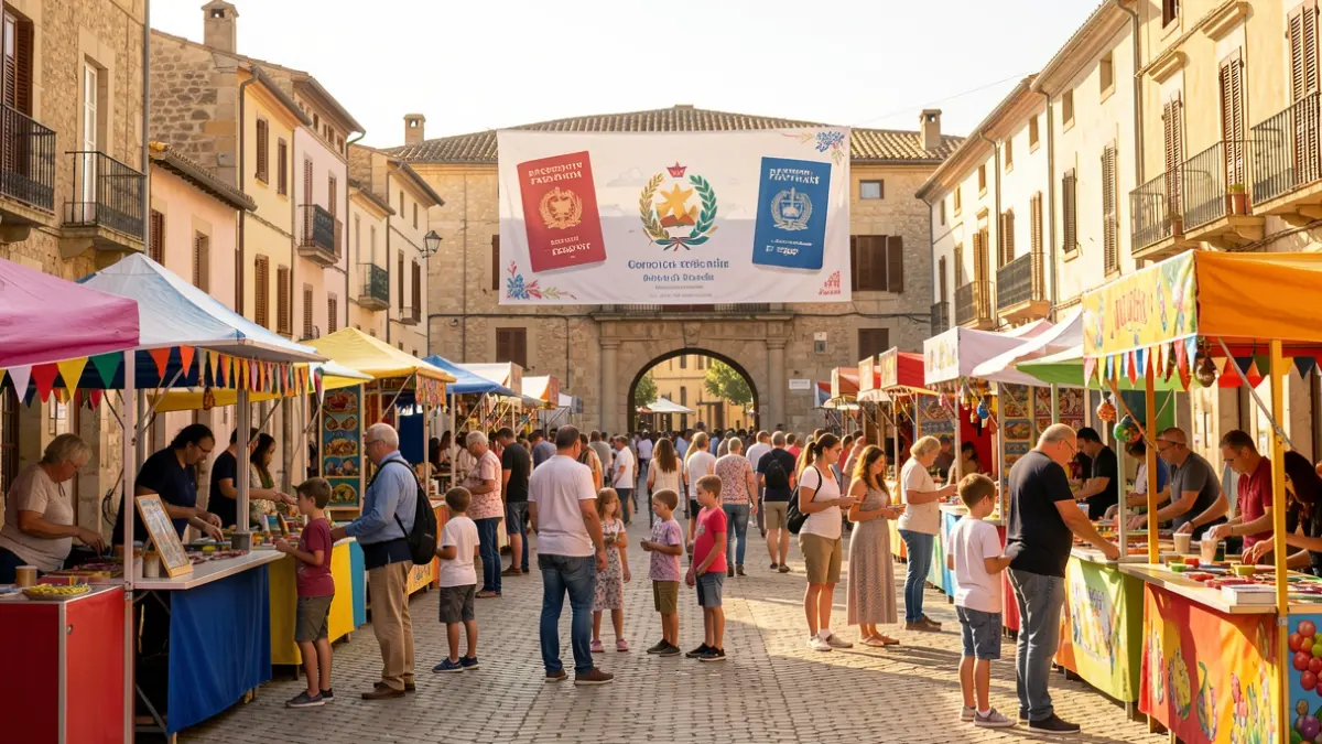 Image générique d'une fête de quartier animée avec des stands de jeux et des participants.