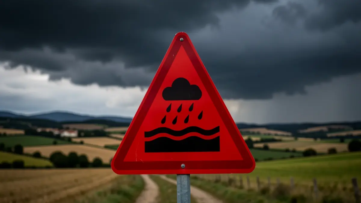 Generic image of a red alert for flood risk.