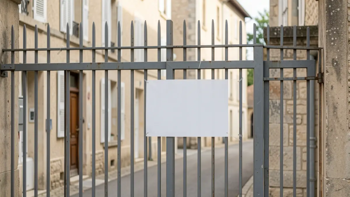 Portail d'école fermé en raison d'une grève, à Fenouillet.
