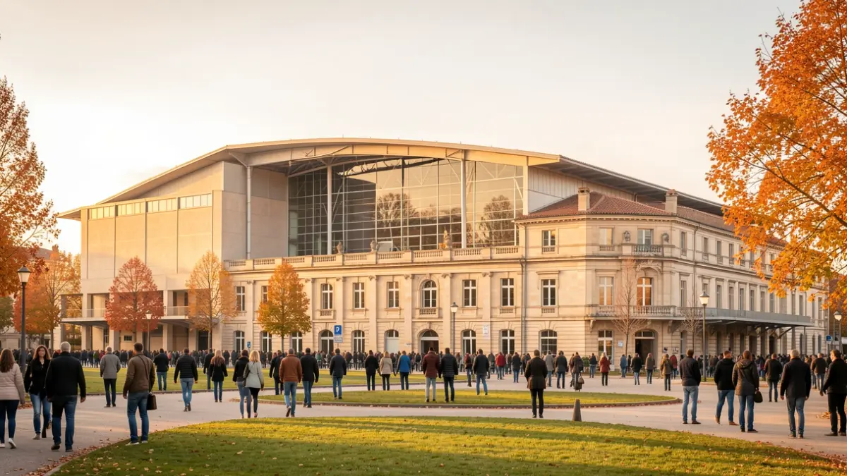 Generic image of the Palais des Sports in Narbonne on an autumn day.