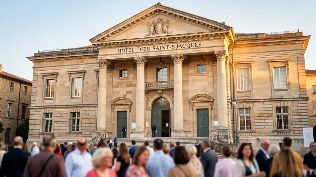 Façade historique de l'Hôtel-Dieu Saint-Jacques à Toulouse lors des Journées Européennes du Patrimoine.