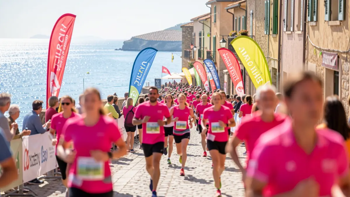 Generic image of a festive charity run on the Mediterranean coast.
