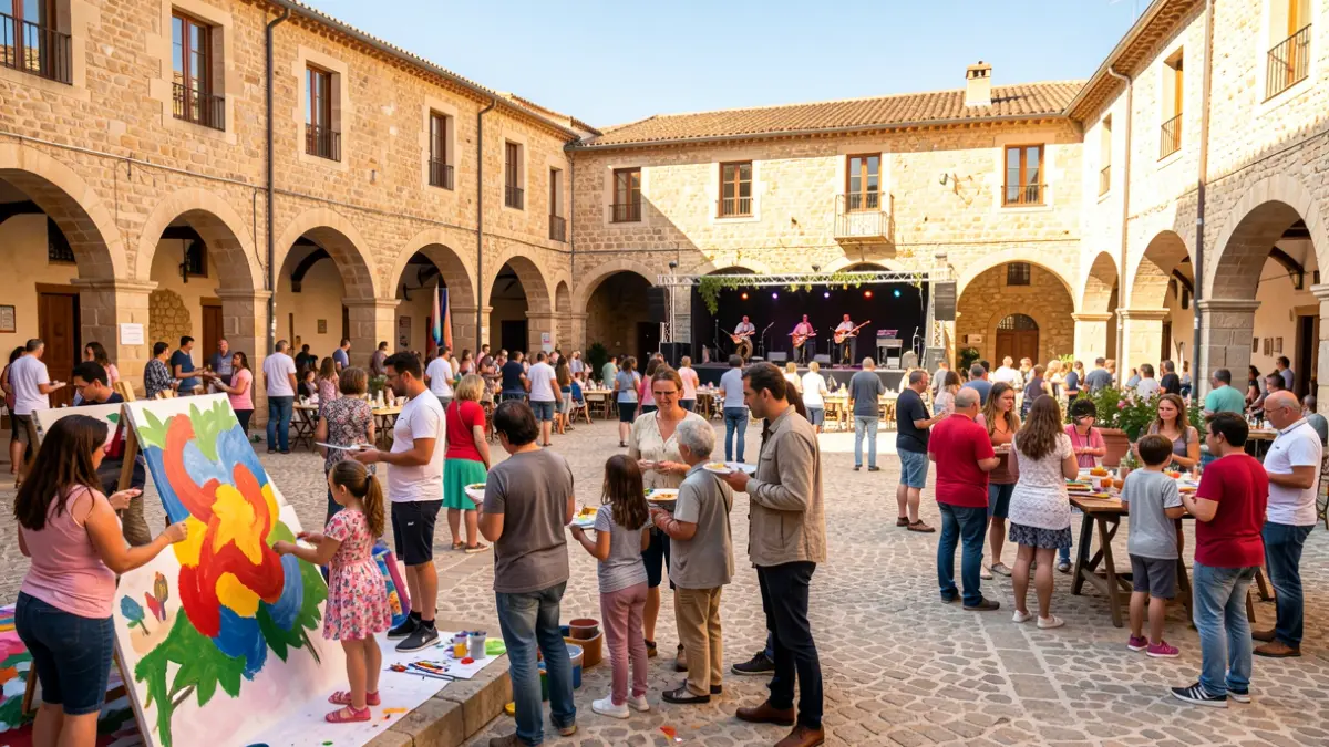 Journée portes ouvertes animée à La Bastide, avec fresque participative, musique et convivialité.