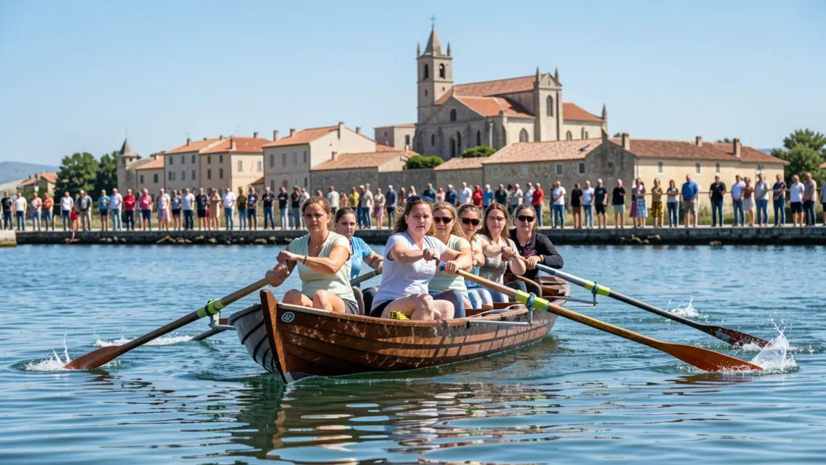 Équipage féminin de la Jeune Lance Sportive Mézoise en course pour la Coupe de la Ligue Occitanie.