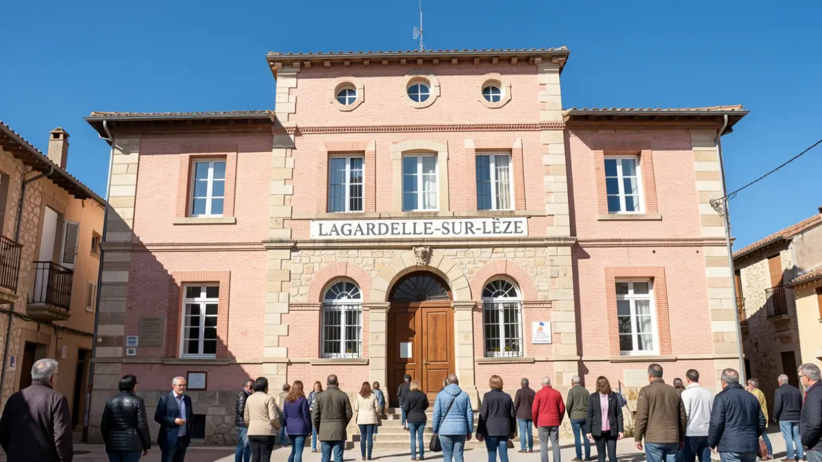 Façade de la mairie de Lagardelle-sur-Lèze, architecture traditionnelle du Sud-Ouest.