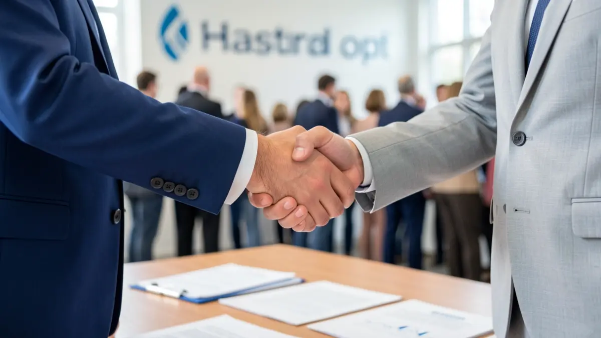 Handshake between two healthcare professionals, symbolizing a partnership.