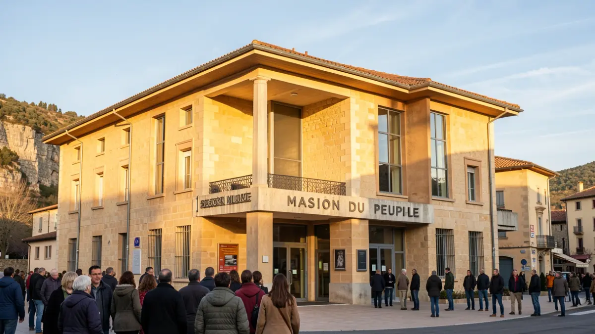 Façade du théâtre de la Maison du Peuple à Millau.