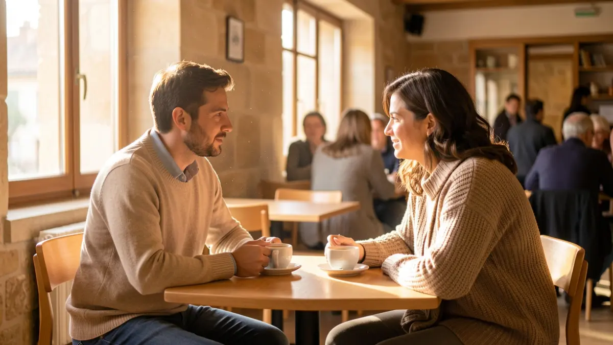 Image générique d'un espace de discussion convivial dans un centre communautaire à Toulouse, avec des personnes échangeant autour d'un café.