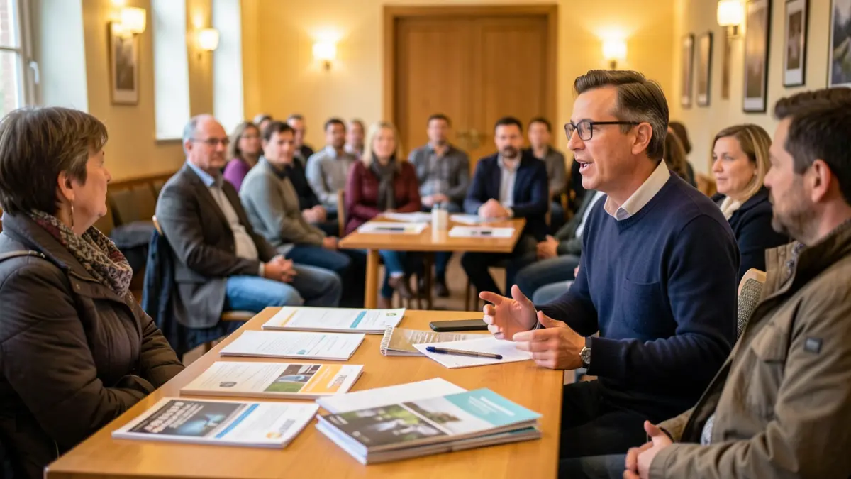 Generic image of a public information meeting about fiber optic internet.