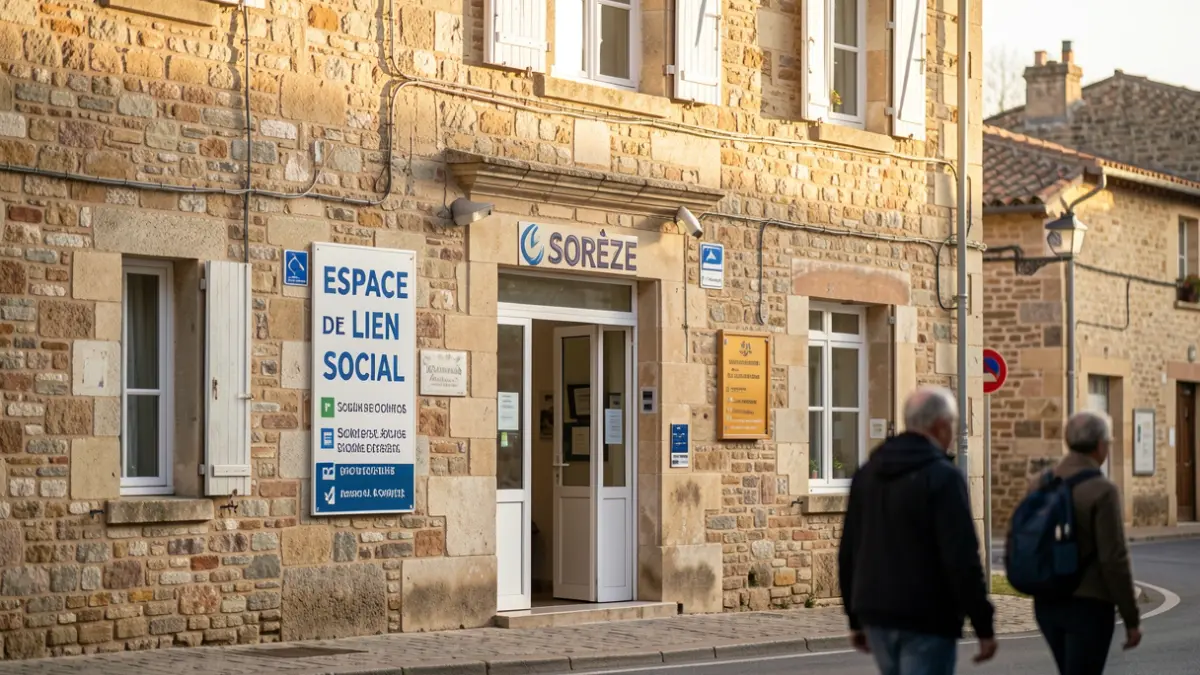 Image de l'Espace de Lien Social à Sorèze, un centre d'accueil proposant diverses permanences sociales.