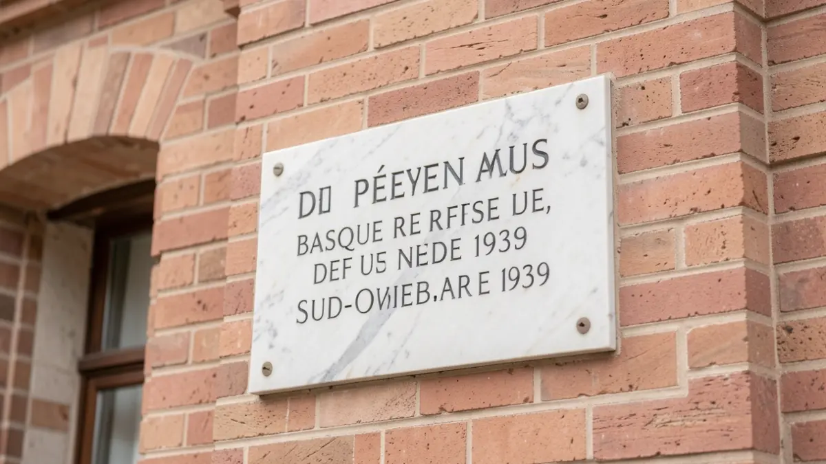 Commemorative plaque for the Basque refuge in Pézenas.