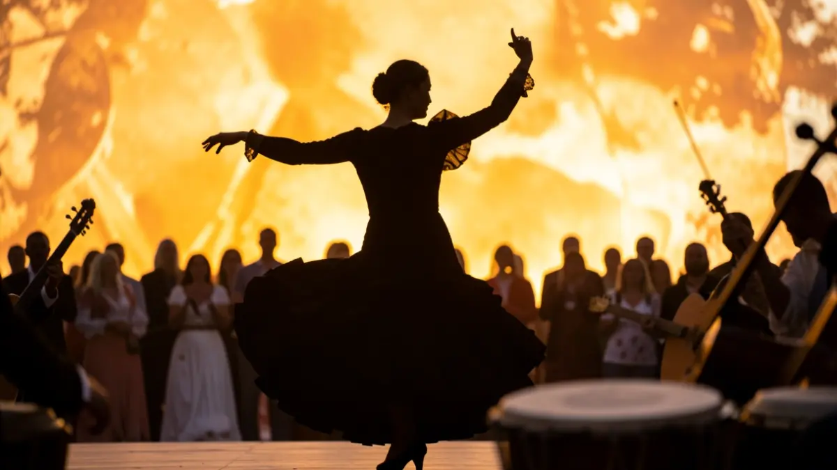 Image générique de danse flamenco, mettant en avant le mouvement et l'ambiance du spectacle.