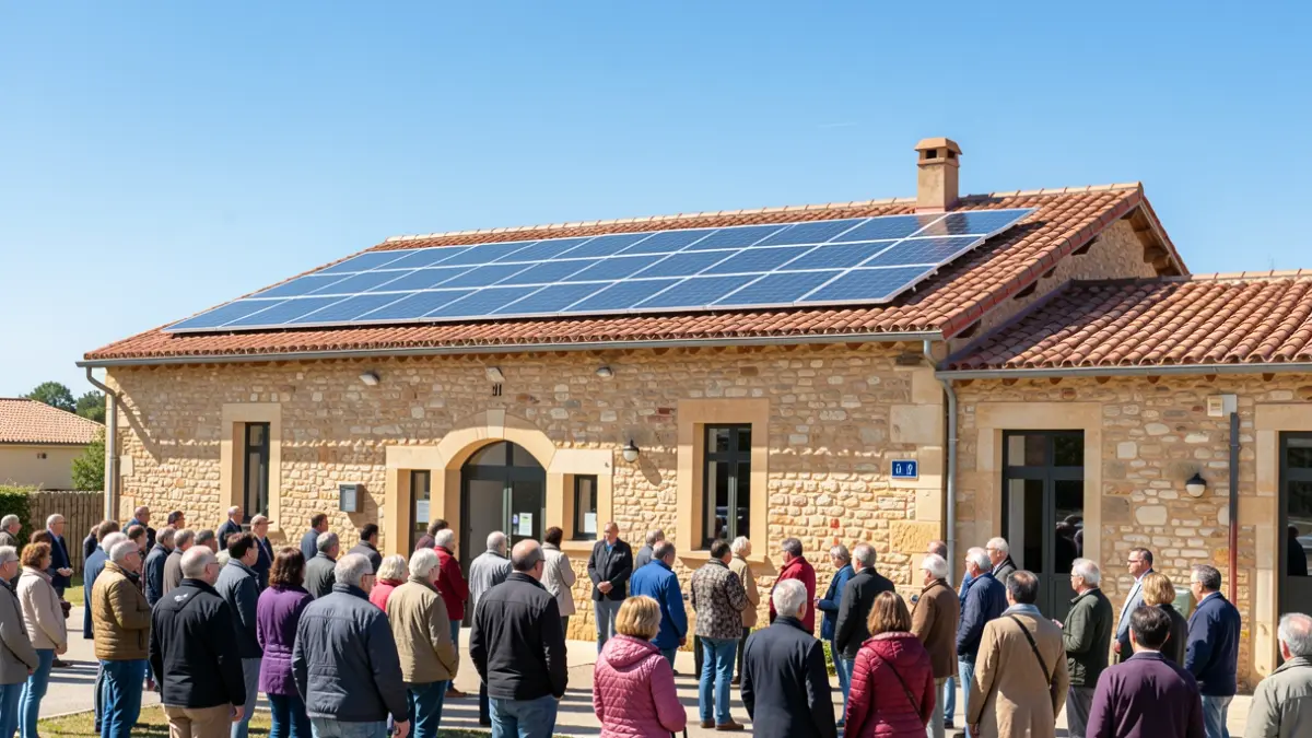 Solar panels installed on the roof of a public building in the South Toulousain area.