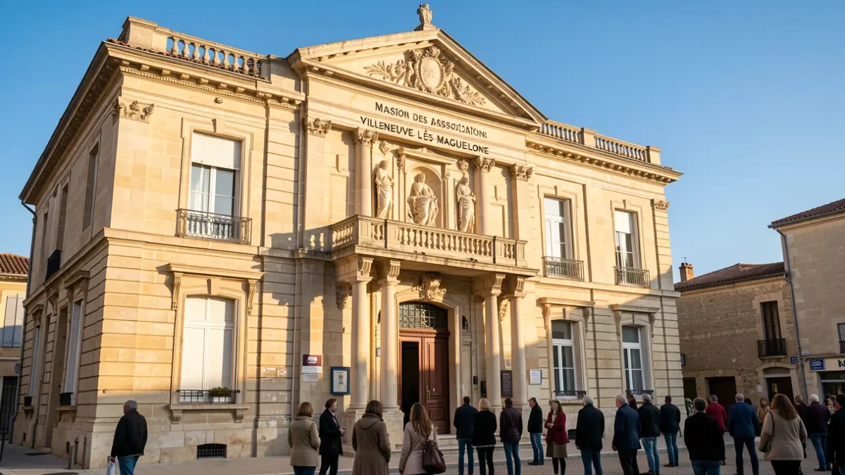 Facade of the Maison des associations in Villeneuve-lès-Maguelone.