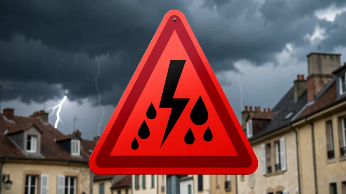 Generic image of a red weather alert for rain and flooding.