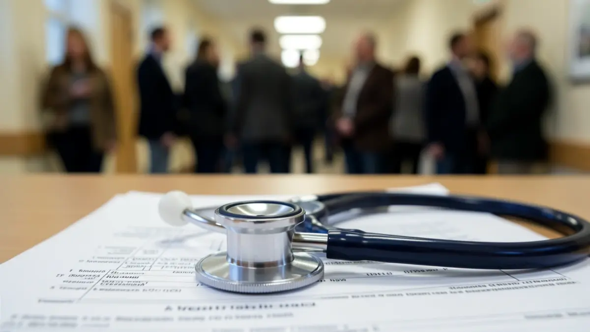 Image générique d'un stéthoscope sur un dossier médical.