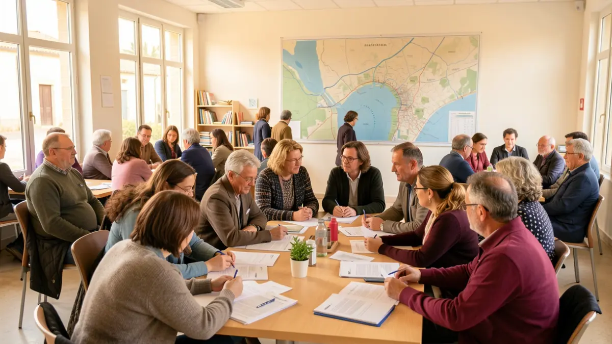 Image générique de citoyens participant à une réunion publique sur l'avenir de leur territoire.