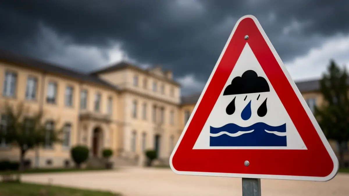 Red alert for rain and flooding at the Faculty of Law and Political Science campus in Montpellier.
