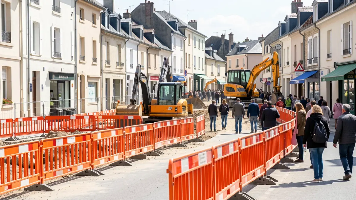 Chantier de voirie dans le quartier de La Poussie.