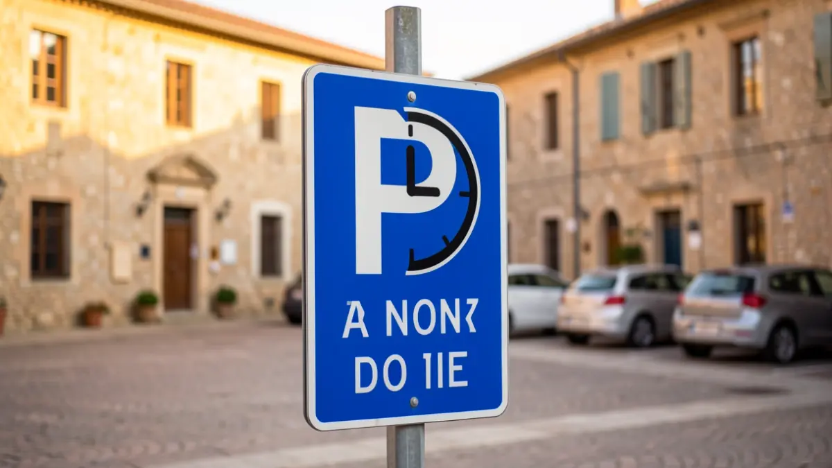 Panneau de stationnement en zone bleue à Vauvert.
