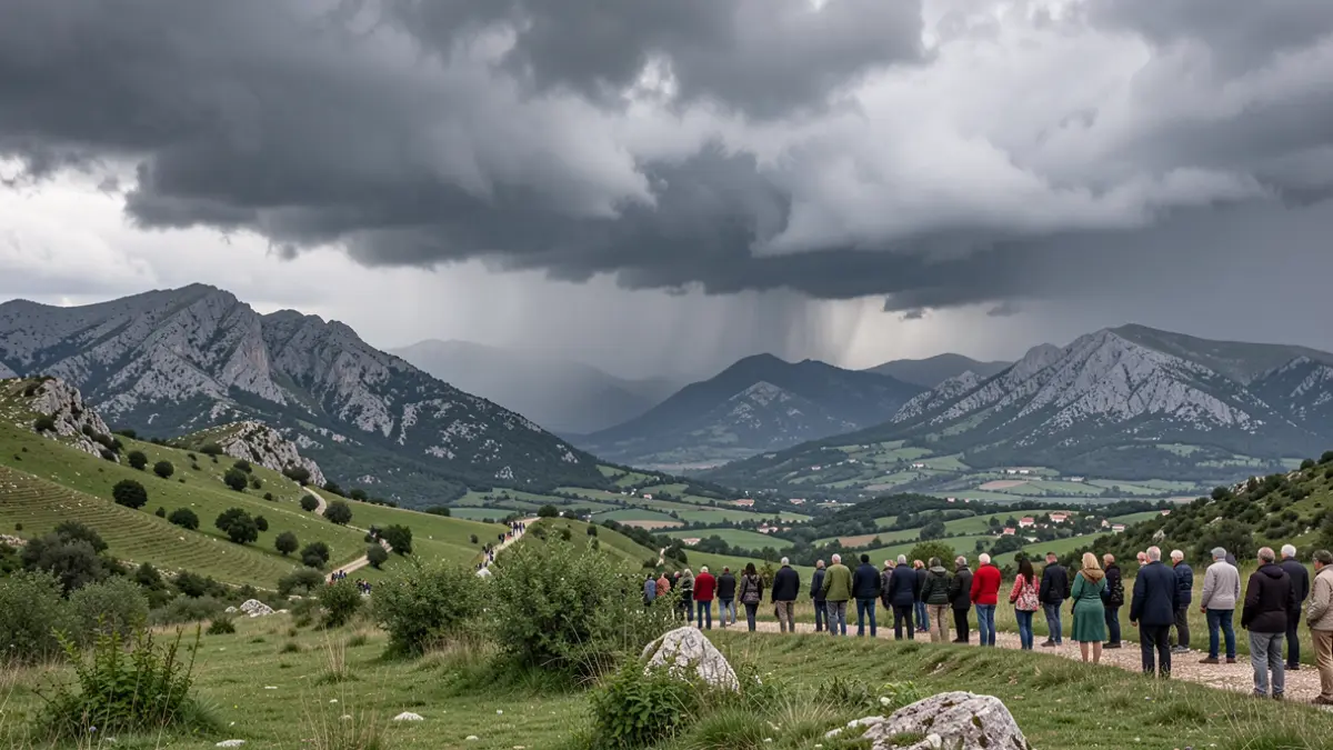 Image générique de nuages d'orage au-dessus des Cévennes.