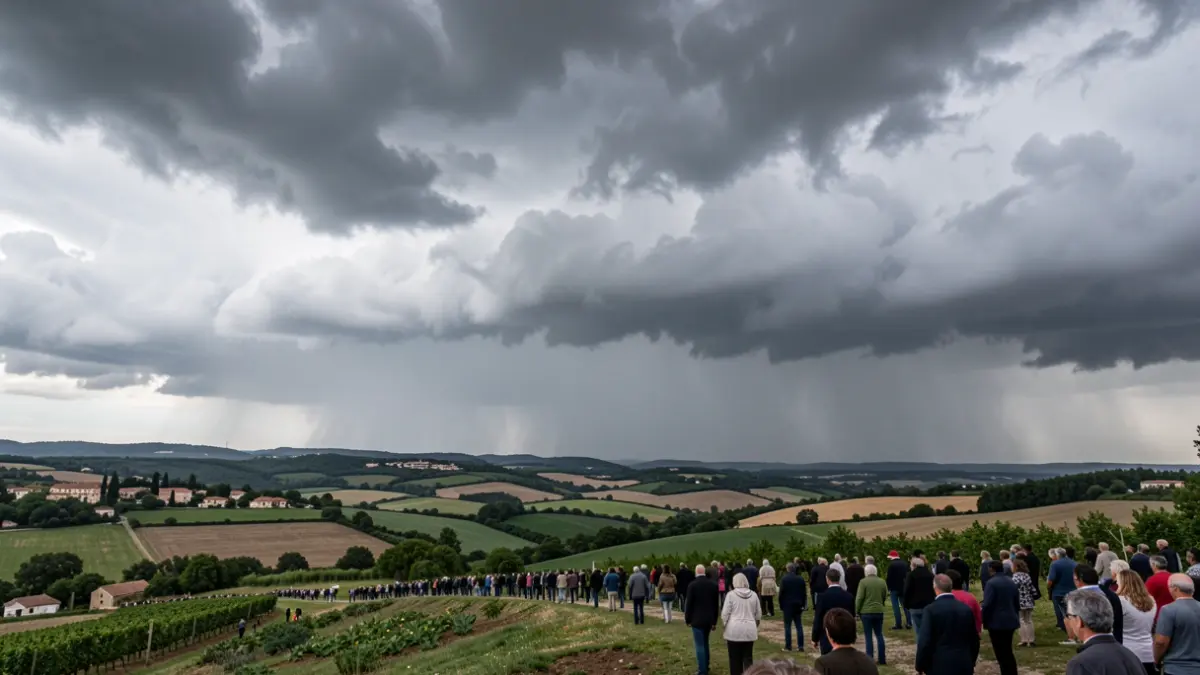 Generic image of storm clouds and heavy rain over the Gard landscape.