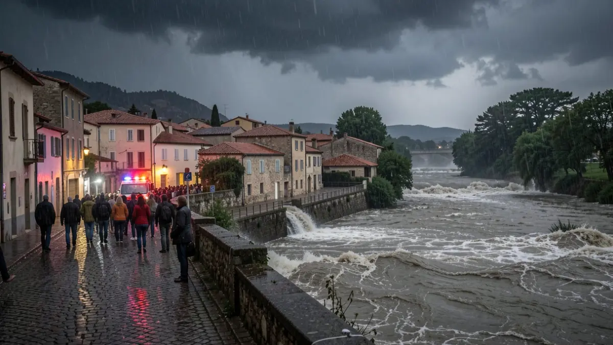Ciel d'orage menaçant sur Lunel, avec de fortes pluies et des inondations.