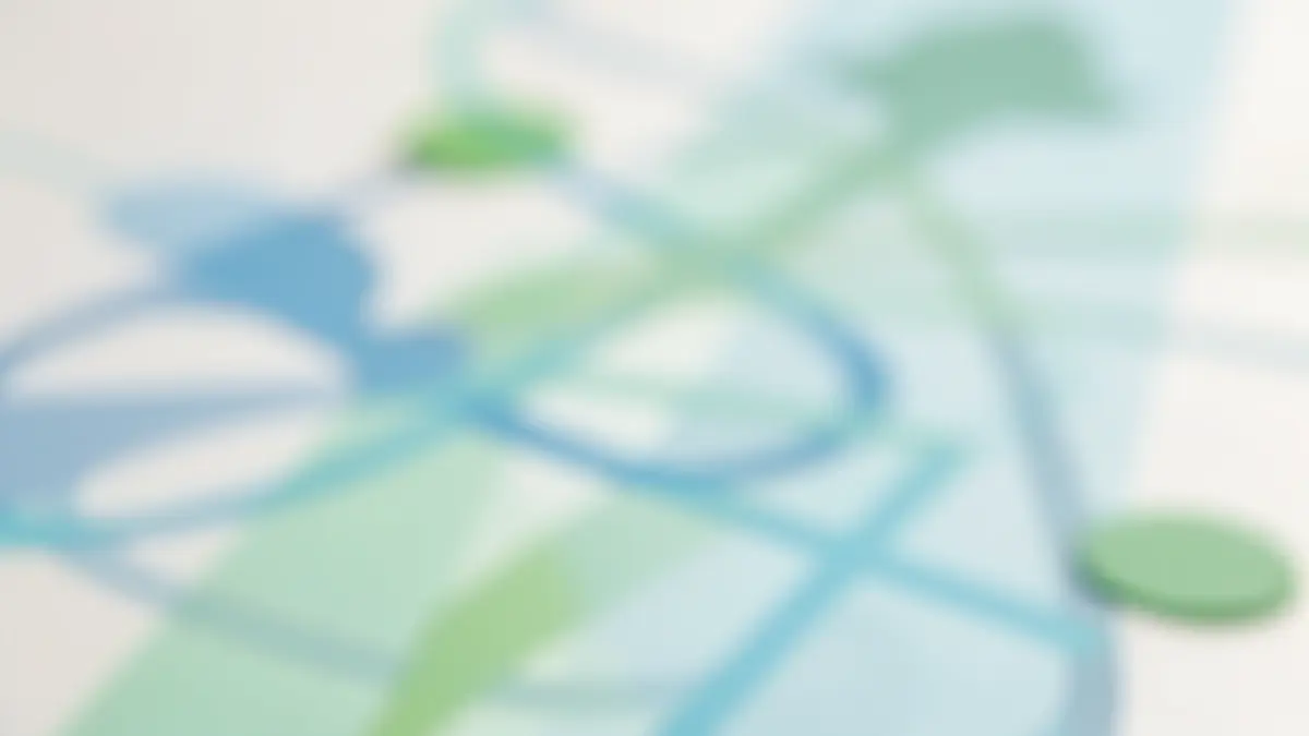 Generic image of abstract blue and green lines and shapes suggesting coordinated care pathways.