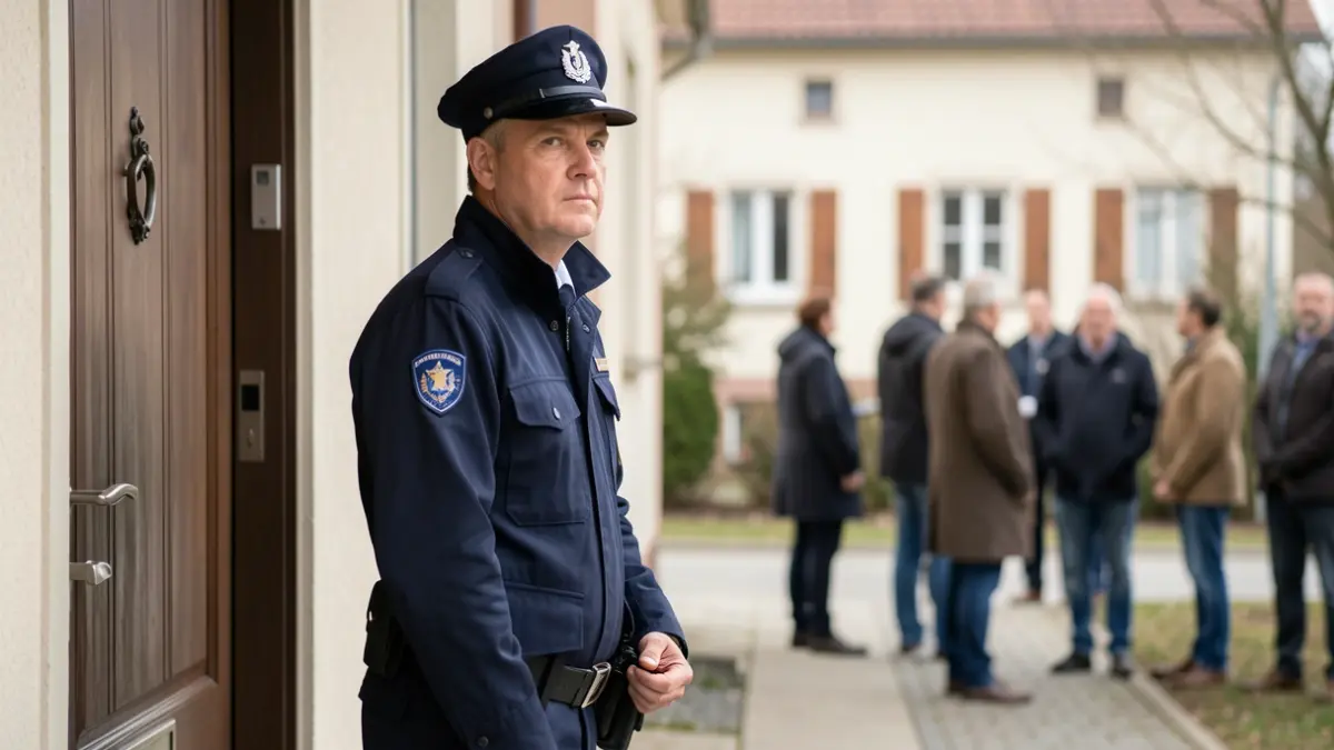Image générique d'une personne en uniforme se présentant au domicile d'un habitant.