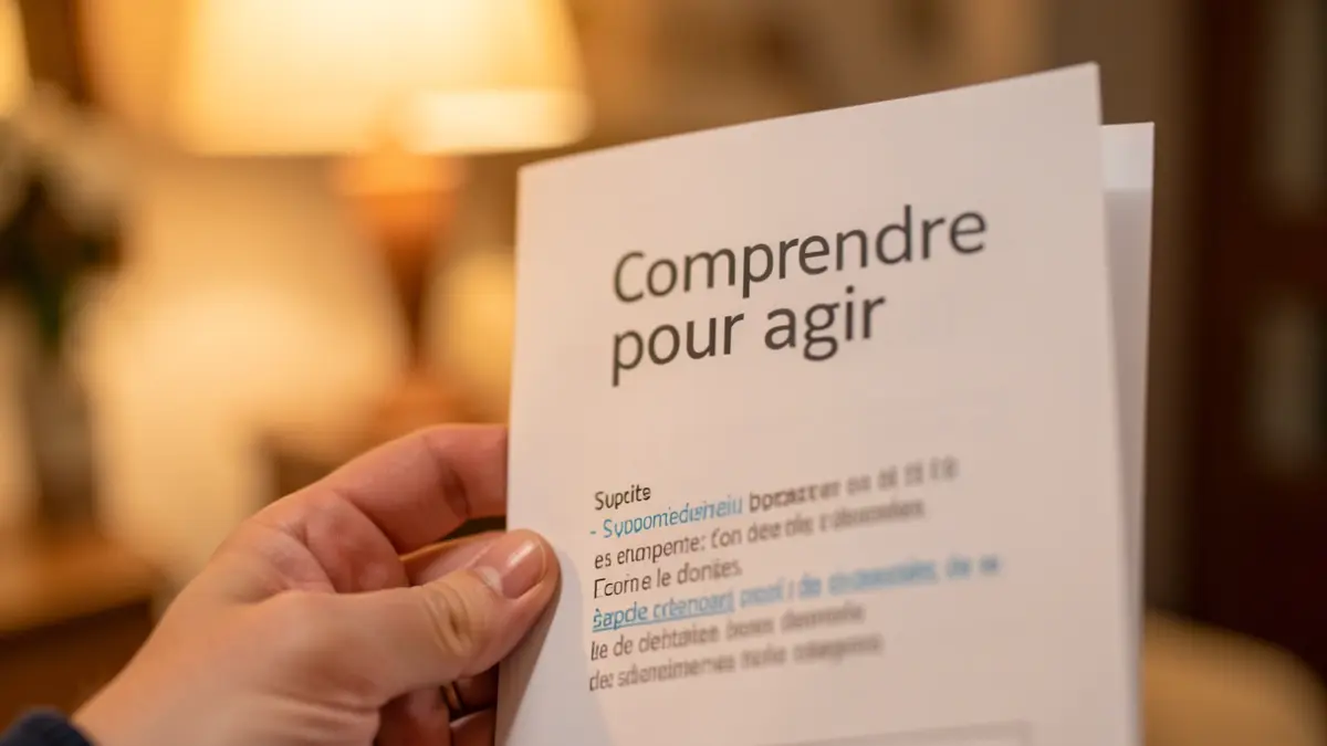 Image générique d'une main tenant une brochure sur le soutien aux aidants, avec un arrière-plan flou.