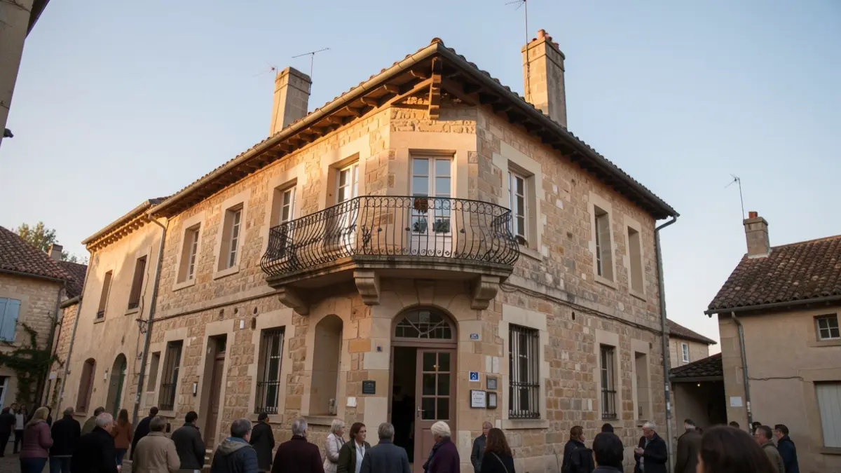 Generic image of a traditional building facade with a balcony and afternoon light.
