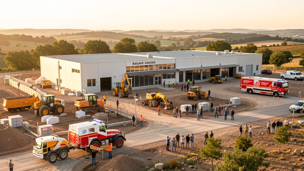 Construction site of a new shared facility for fire and rescue services and road maintenance in Bagard.