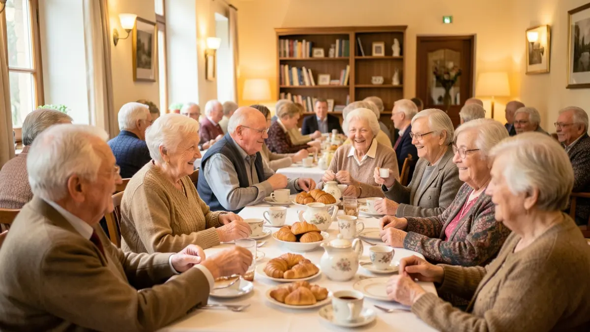 Image générique d'une rencontre conviviale entre seniors autour d'un goûter.