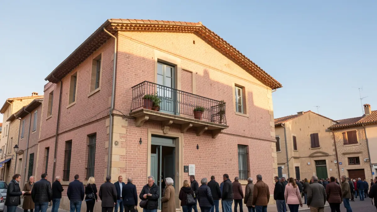 Image générique de la façade d'une mairie de petite ville du Sud de la France.