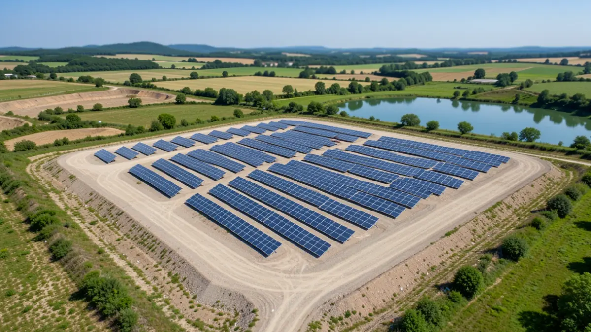 Generic image of a former quarry transformed into a photovoltaic power plant in southern France.