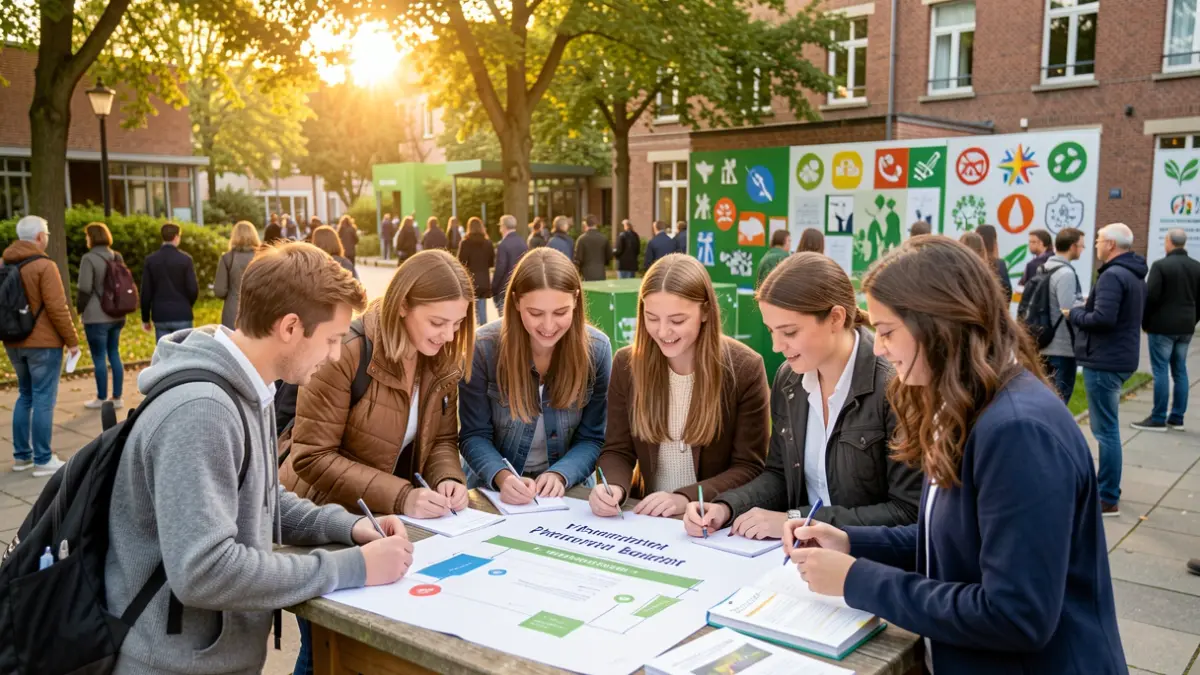 Generic image of university students and staff working on proposals for a participatory budget focused on ecological and societal transition.