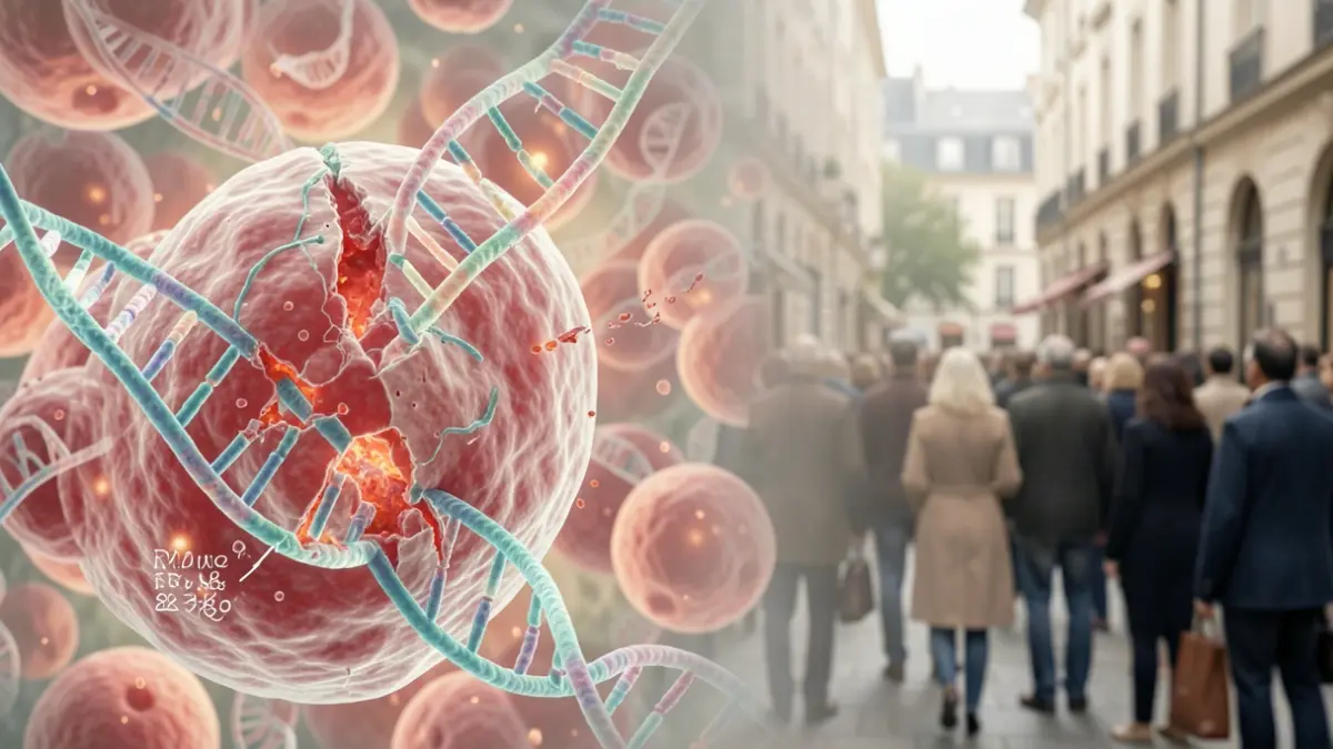 Generic image of cellular structures and DNA, representing treatment resistance and mutation.