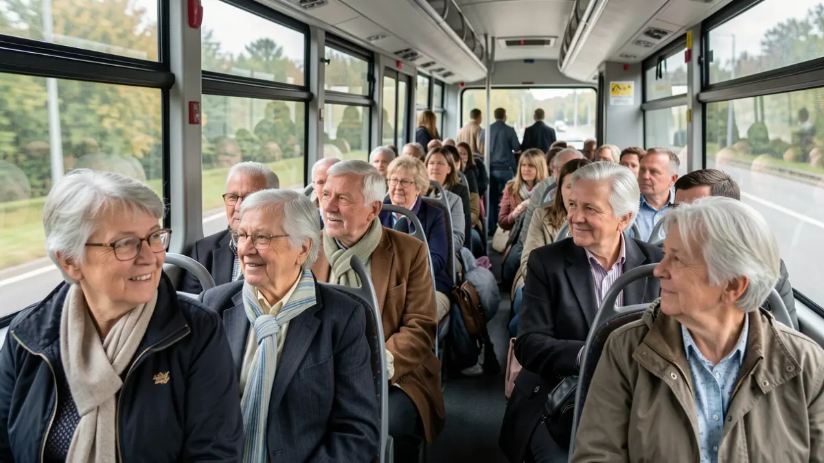 Image générique de seniors participant à une sortie éducative en transport en commun.
