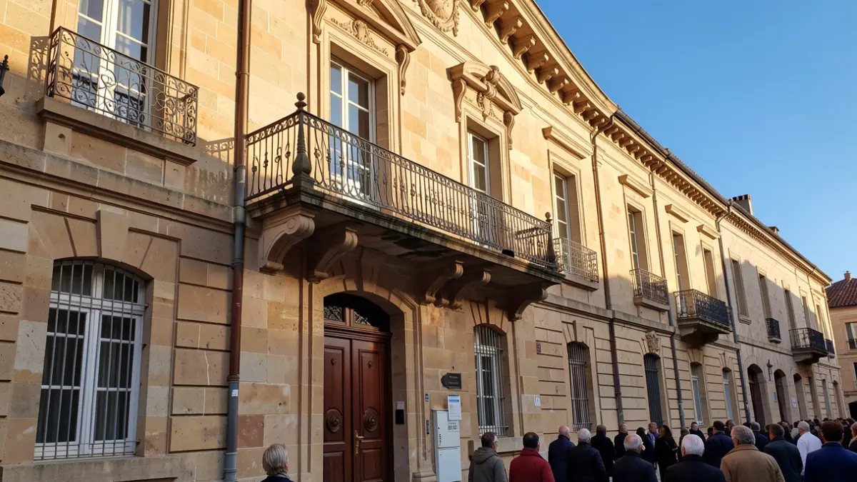 Image générique de la façade d'un hôtel de ville en Occitanie. Jamais de noms propres ni d'affirmation que cela représente l'événement réel.