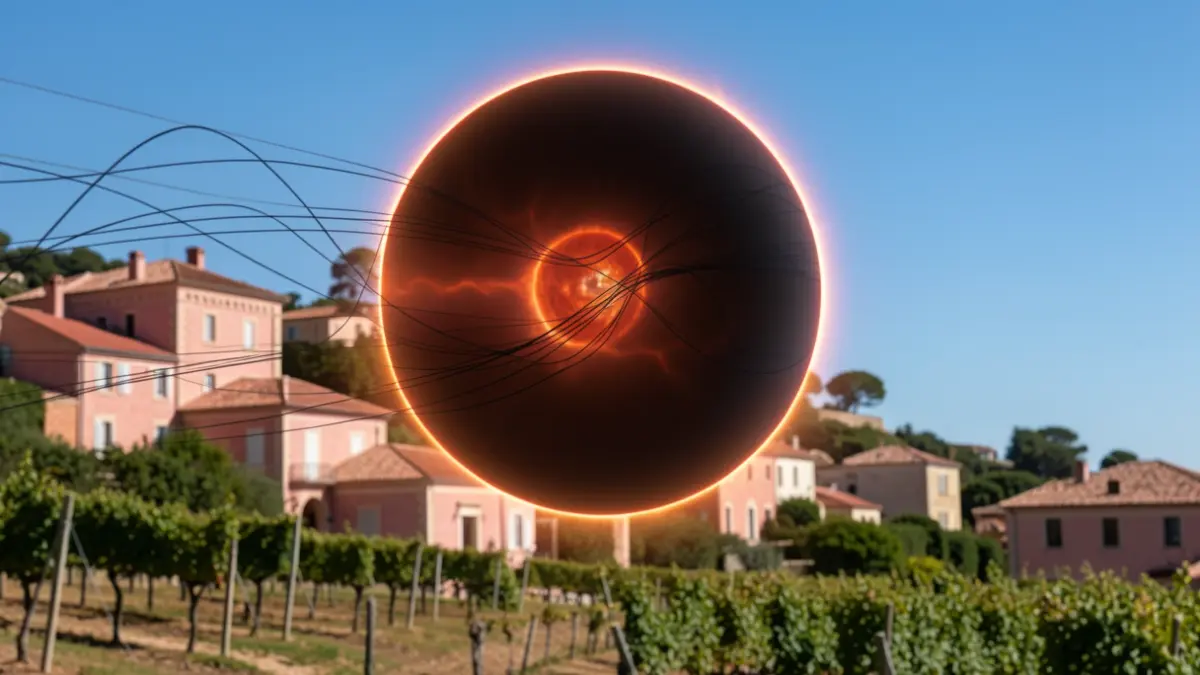 Image générique d'une illustration d'exoplanète et d'un paysage du sud de la France. Jamais de noms propres. N'affirme jamais que c'est le fait réel.
