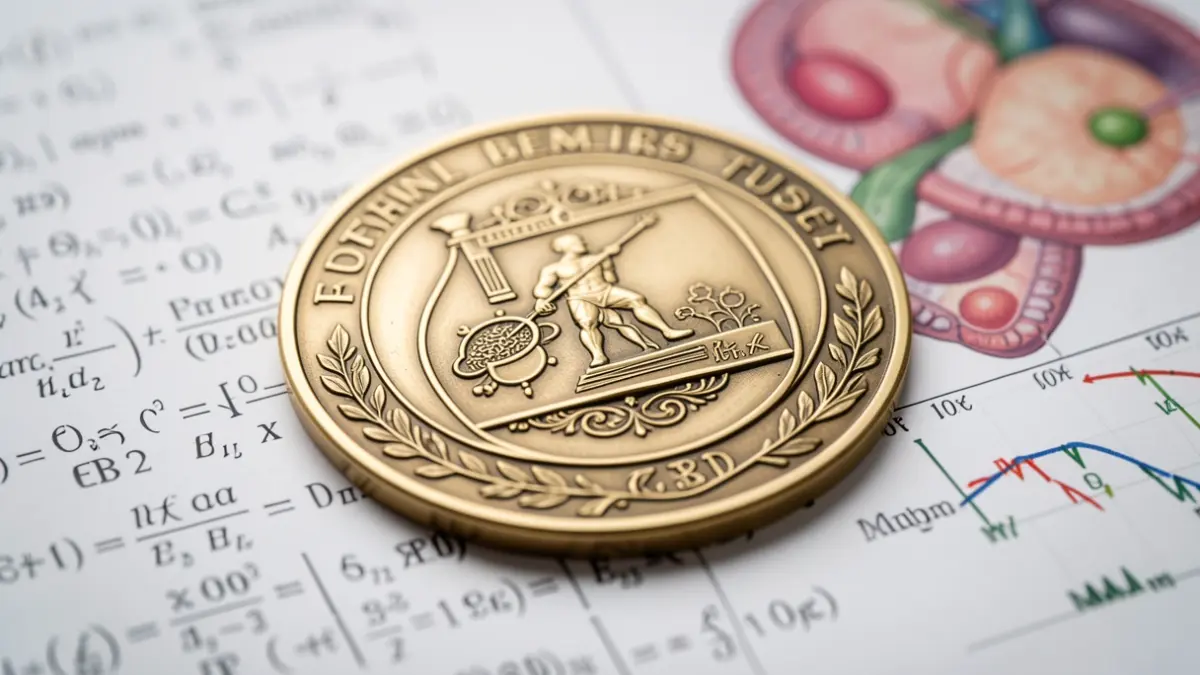 Generic image of a scientific award medal on a background of mathematical equations and biodiversity data.