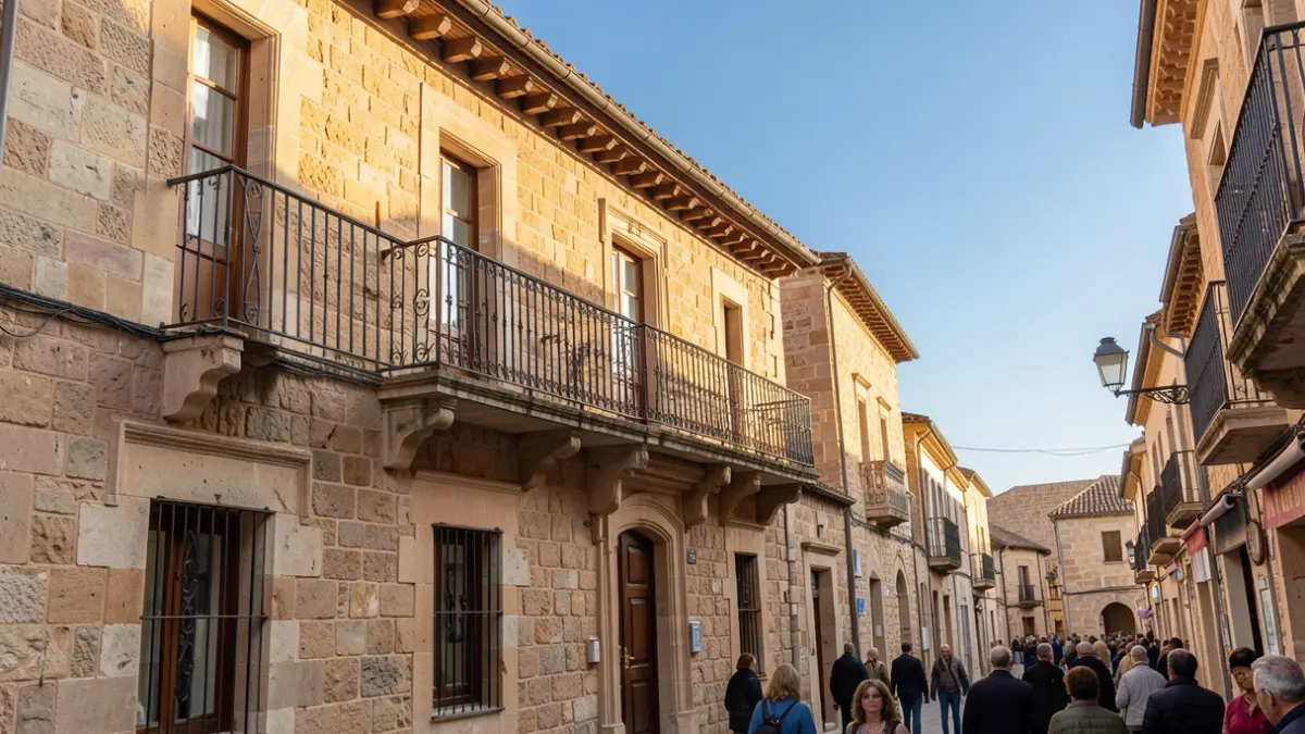 Image générique d'un bâtiment en pierre avec un balcon orné, typique de l'architecture du Sud de la France, sous un soleil d'après-midi.
