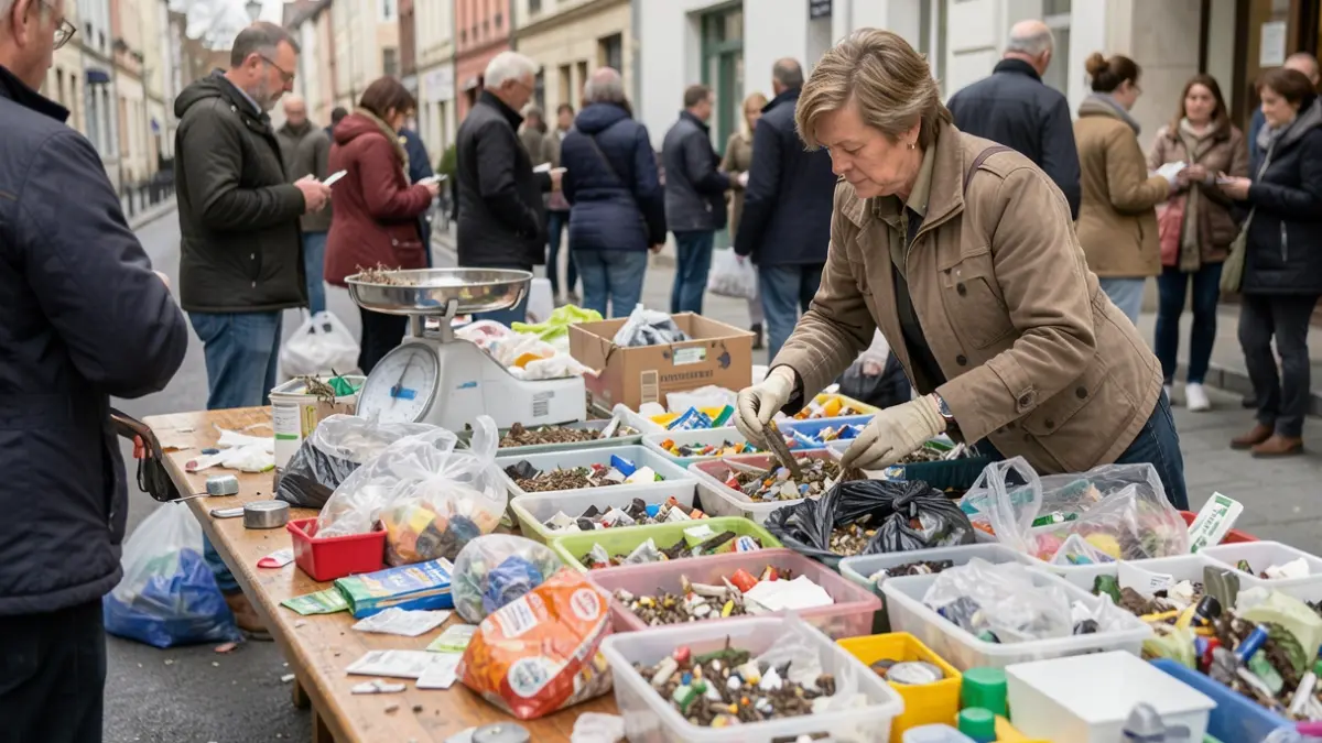 Image générique d'un échantillon de déchets ménagers trié manuellement sur une table.