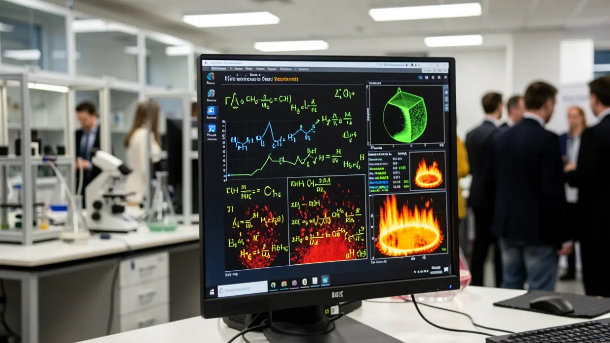 Image générique de données de modélisation atmosphérique complexes affichées sur un écran d'ordinateur dans un laboratoire de recherche.